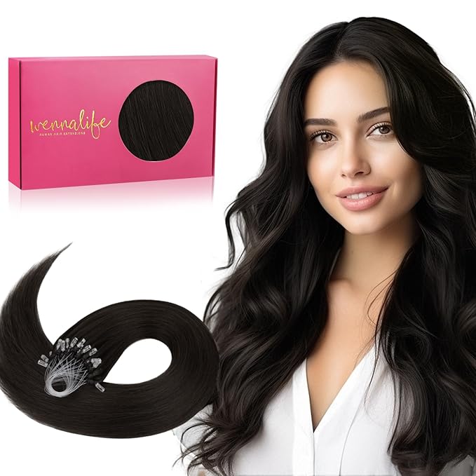 WENNALIFE Microlink Hair Extensions, 50g 50s 16 Inch Human Hair Dark Brown Remy Micro Bead Micro Link Loop Ring Invisible Straight