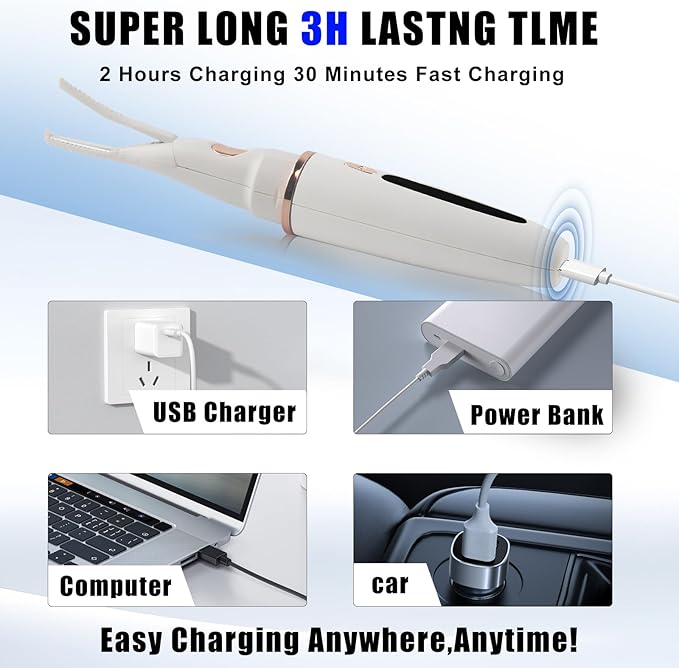 Heated Eyelash Curlers - 2 in 1 Clip- Type Heated lash Curler Best Seller Electric Eyelash Curler LED Display 3 Temp Settings for Makeup Tools USB Rechargeable Natural Curling 24H Long Lasting 9DC