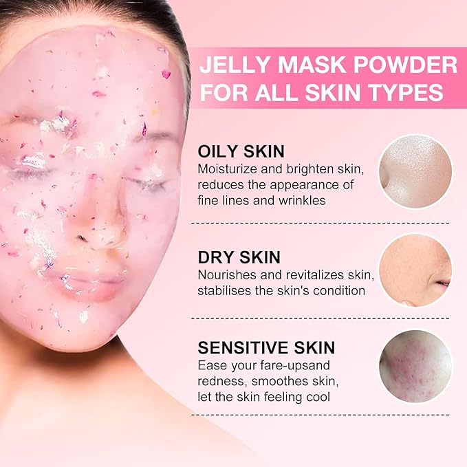 Jelly Mask for Facials Professional, Hydrating & Moisturizing Peel-Off Natural Gel Face Mask SkinCare, Professional Spa Use Jelly Face Masks, Deep Hydration & Glow 23 Fl Oz (6 Jar)