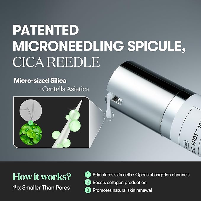 VT COSMETICS CICA Reedle Shot 100, Spicule Microneedling Serum for Pore Care & Exfoliation, Exosome, Centella Asiatica for Glass Skin, Skin Texture, Korean Liquid Skin Booster (1.69 Fl Oz / 50ml)