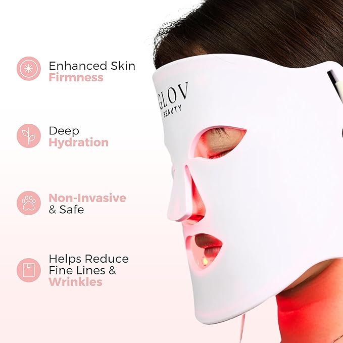 Glov Beauty - Anti-Aging LED Face Mask Red Light Therapy for Wrinkles, Fine Lines & Firmer Skin - Four Color Modes - Easy 10 Minute Session, Rechargeable, Facial Home Spa Device