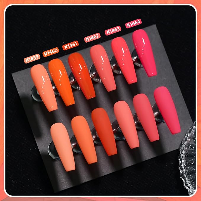 GAOY Coral Orange Gel Nail Polish, Pink Red Neon Gel Polish Kit for Salon Manicure and Nail Art DIY at Home, Gift for Women
