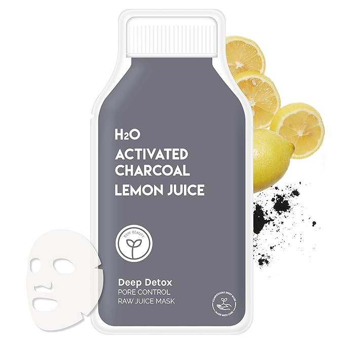ESW Beauty Deep Detox - Pore Control Raw Juice Face Mask - Clarifying with Activated Charcoal, Lemon Juice & H2O for Acne-Prone Skin - Detoxifies & Minimizes Pores