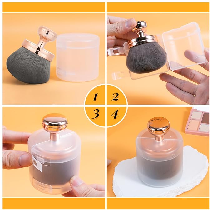 Yoseng Extra Large Body Makeup Brush For Self Tanner – 74mm Wide-headed Vegan Kabuki Brush for Body Makeup, Tanning & Shimmer | Big Fluffy Bronzer Brush with Protective Travel Cover