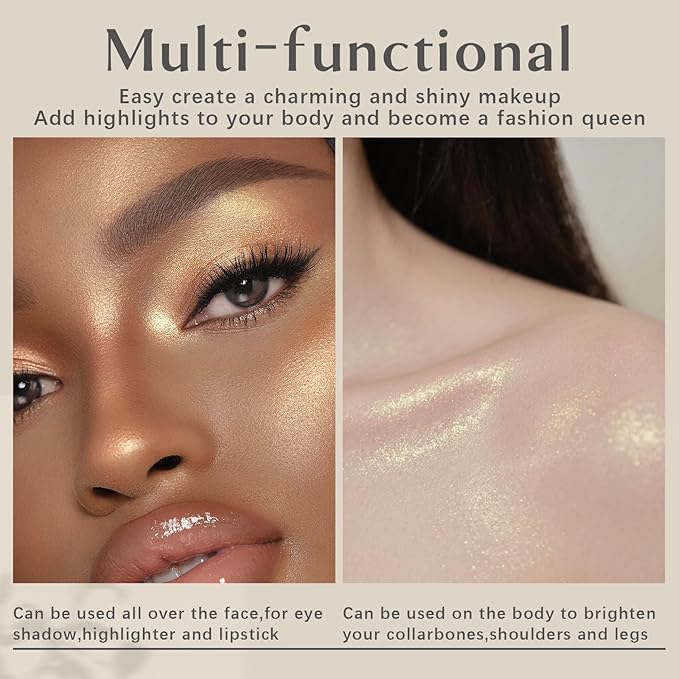 4 Colors Holographic Multichrome Glitter Eyeshadow Palette, Chameleon White Color Shift Glitter Iridescent Baked Eyeshadow Powder, Sparkling Smooth Shimmer Face Highlighter Fairy Makeup 01