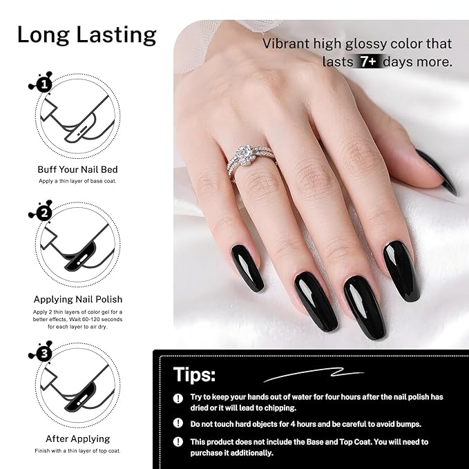 16.5ml Black Nail Polish Large Volume Quick Drying Nail Polish, Fast Drying and Long Lasting Color Nail Art DIY Home Manicure Gift for Women