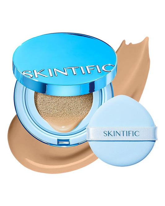 Velvet Matte Cushion Foundation Blue Ultra Cover Powder Foundation, 12h Oil-Control, Lightweight, Long-Lasting, Waterproof Korean Cushion Makeup (05 Sand)