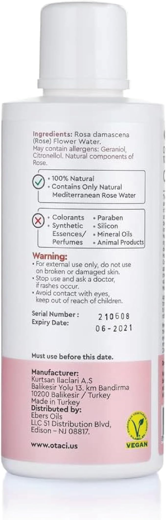 OTACI Rose Passion 100% Natural Rose Water Hydrating Toner, Facial Skin Moisturizer Hydrating Natural Cleanser