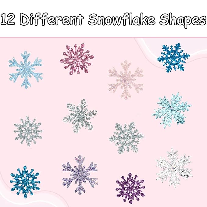 12 Pcs Christmas Hair Claw Clips Various Snowflake Glitter Hair Clips Cute Mini Claw Clip Colorful Small Hair Clips for Women Thick and Thin Hair Various Hairstyles