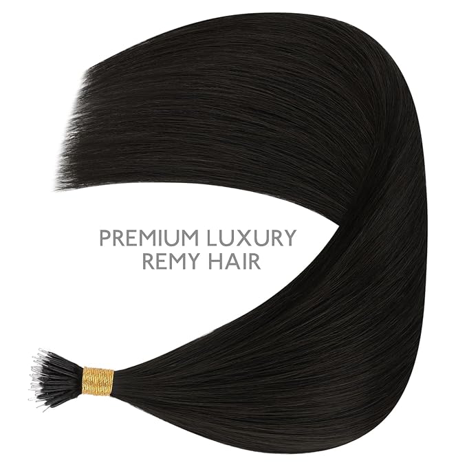 WENNALIFE Nano Bead Hair Extensions Human Hair, 50g 50s 24 Inch Natural BlackReal Human Hair Extensions for Women Invisible Nano Ring Hair Extensions Remy Human Hair Extensiones De Cabello Humano