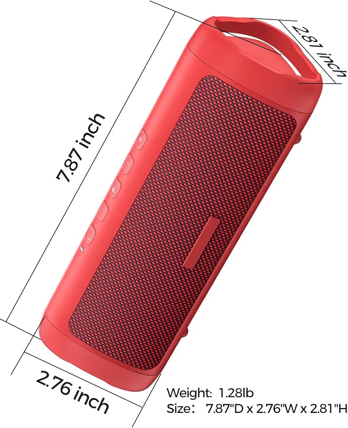 Bluetooth Speaker Stocking Stuffers for Men Women Teens Boys Girls: Portable Wireless, IPX5 Waterproof, White Elephant Gifts for Adults, Up to 20H Playtime, TWS Pair, for Home/Party/Outdoor (Red)