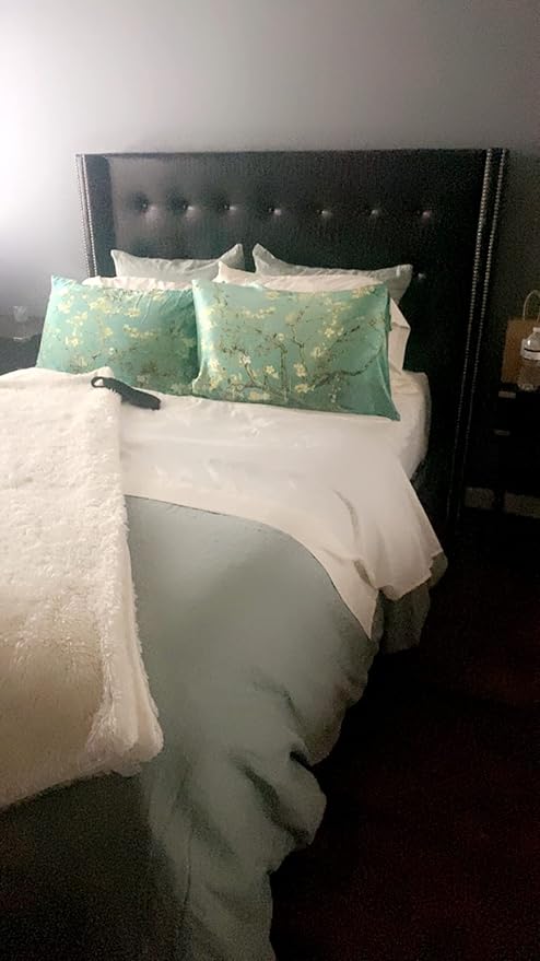 ALASKA BEAR Luxury Silk Pillowcase for Beauty Sleep, Genuine 22 Momme Mulberry Silk Pillow Case Slip for Room Decor, Cherry Blossom Floral Pattern Printed, Queen Size (1pc, Gift Box)