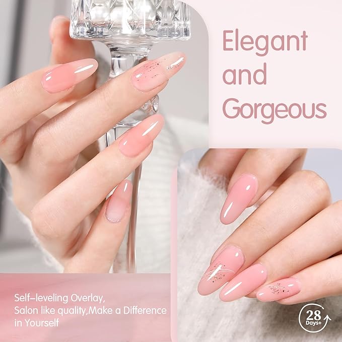 Icy Jelly Nude Pink Gel Nail Polish Set of 6 Transparent Milky White Colors Sheer Gel Polish x Kit for Salon Manicure and Nail Art DIY at Home