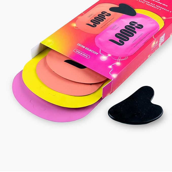 LOOPS Sculpt & Glow Set - Two Hydrogel Facemaks, Hydrogel Eye Mask, and Gua Sha