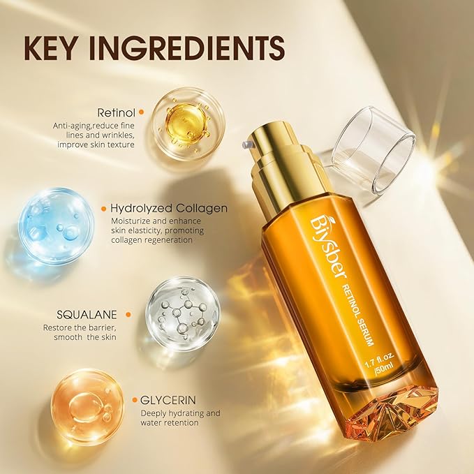 Retinol Collagen Serum for Face: Anti Aging & Anti Wrinkle Repair Serum with Boost Hydration Formula - Day/Night Facial Firming Neck Plump Skin Care for Women/Men(1.70 Fl Oz)