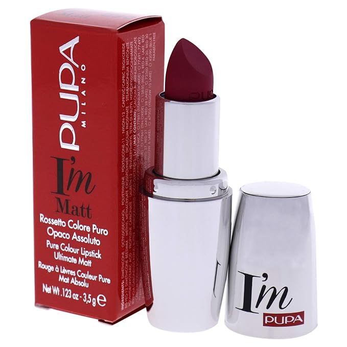 PUPA Milano I Am Matt Pure Colour Lipstick - Dresses Lips In Full, Deep Color - Matte, Velvety And Extremely Sensory Feel - Glides On Without Weighing Lips Down - 050 Runway Fuchsia - 0.123 OZ