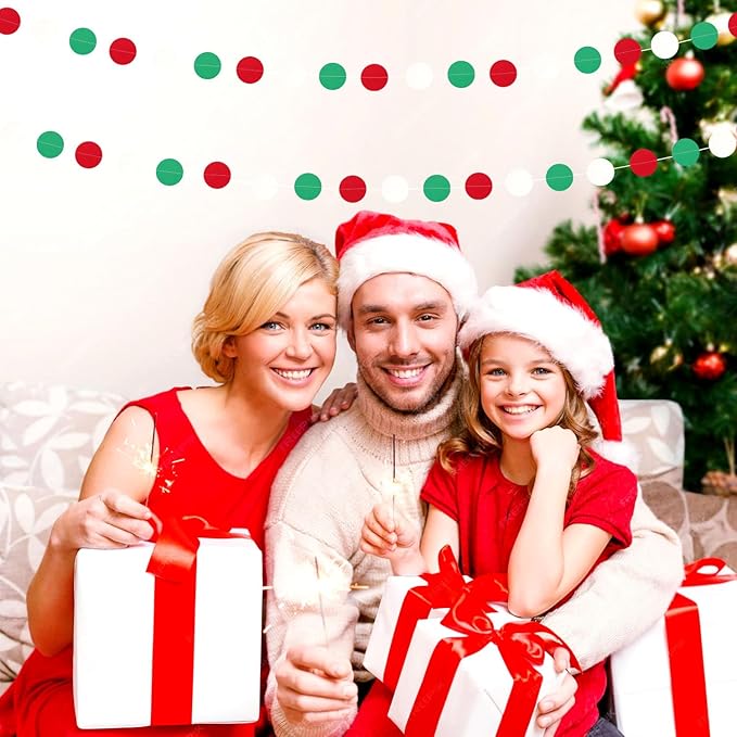 Red-Green White Christmas Party-Decorations Streamers - 52Ft Hanging Mexico Italian Paper Garland Banner,Italy Fiesta Mexican Birthday Wedding Baby Shower Supplies Backdrop Decor Hugtmr