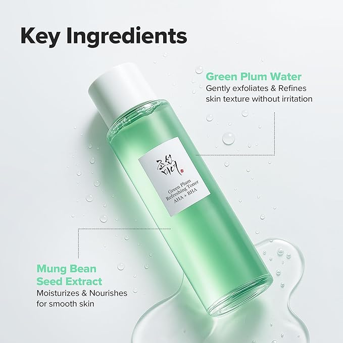 Beauty of Joseon Green Plum AHA BHA Toner Refreshing Facial Essence Moisturizer Mild Exfoliating Salicylic Acid for All Skin Types, Korean Skin Care for Men Women 150ml 5.27 fl.oz