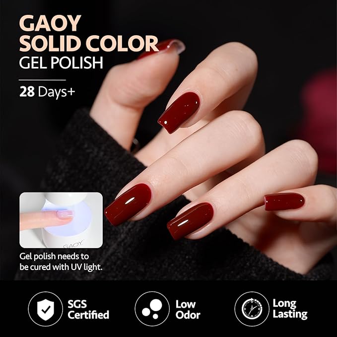 GAOY Viva Chili Gel Nail Polish Set, 6 Colors Including Burgundy Red Glitter Red Jelly Gel Polish Kit for Salon Manicure and Nail Art DIY at Home