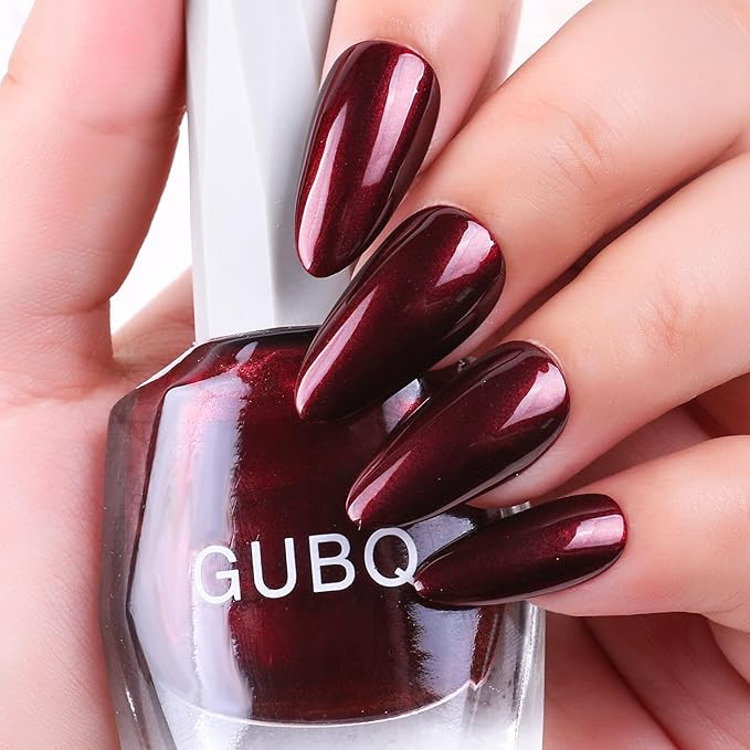 Major Dijit Quick Dry Nail Polish 12ml/0.41fl oz Pearl Wine Red Regular Nail Lacquer Fast Drying & Long Lasting Nail Polish Nail Art Effect for Nail Salon