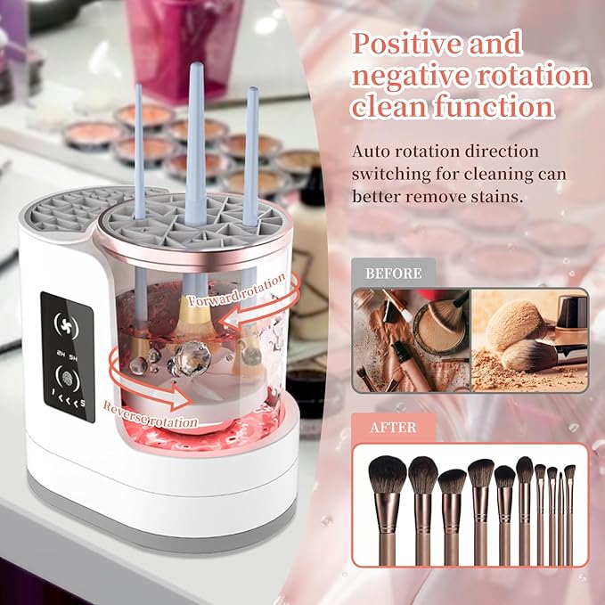 LARDERGO Makeup Brush Cleaner Machine, Ultimate Efficient Electric Automatic Cleaner and Dryer for All Types of Makeup Brushes