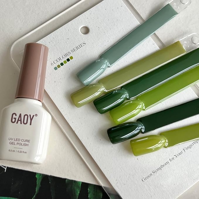 GAOY Jade Green Gel Nail Polish Set, Mint, Moss and Emerald Shades, Gemstone Nail Art Manicure