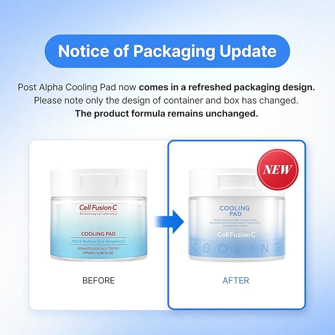 Cell Fusion C Post Alpha Cooling Pad – Hydrating & Cooling Korean Toner Pads | Panthenol & Glacier Water | Hydrating, Depuffing, Pore-Minimizing | 70 Pads / 6.08 fl.oz.