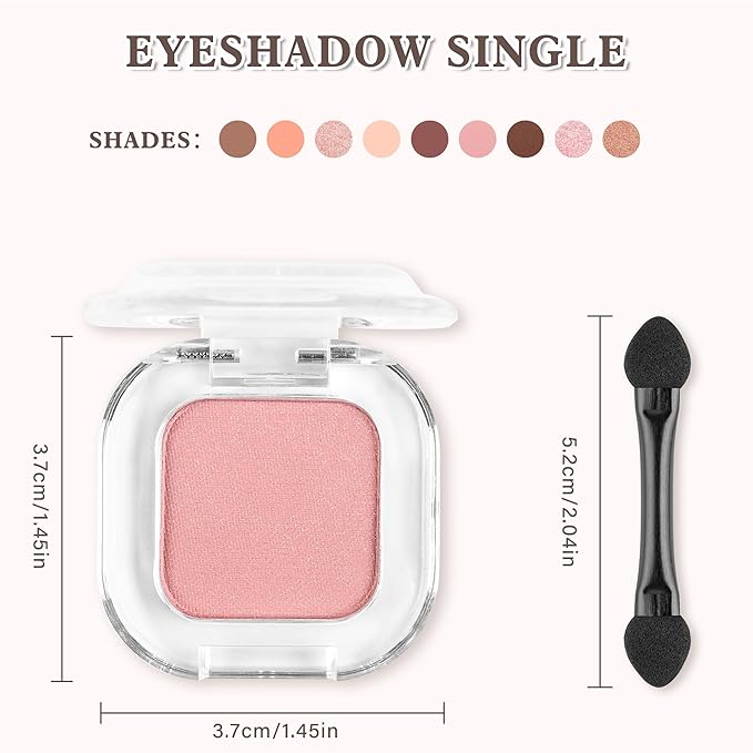 Pink Shimmer Single Eyeshadow Makeup Powder Palette,High Pigment Blendable Formula Eye Make-up for Women,Neutral Eye Shadow,sombras para ojos,Longwear Waterproof,Vegan & Cruelty-Free,Eyeshadow Gift