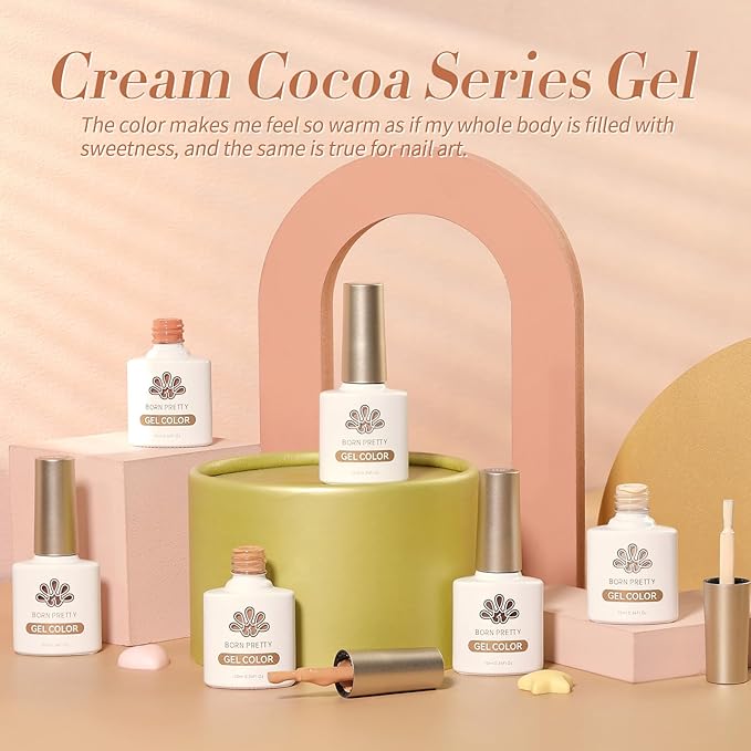 Born Pretty Nude Gel Nail Polish Brown Neutral Nude Pink Gel Polish Skin Tones Collection Soak Off LED Gel Nail Kit Manicure DIY Home