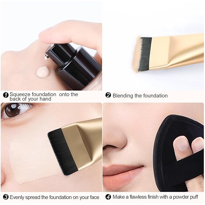 Flat Foundation Brush,Korean Makeup Brush Spatula Facial Brush for Liquid Foundation,Premium Face Makeup Brush for Blending Cream (Champagne)