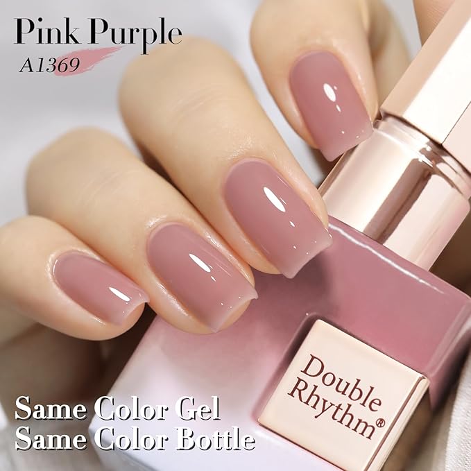 Double Rhythm 15 ML Gel Polish Pure Sheer Same Color Same Bottle Soak Off Gel Polish Nail Art Manicure Salon DIY at Home for Women (Pink Lilac-A1369)