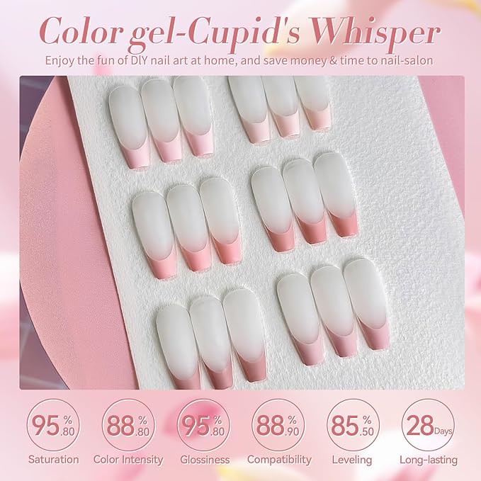 BORN PRETTY Pink Gel Nail Polish 6 Colors,Soft Nude Pink Valentine's Day Gift Nail Art Manicure DIY Salon Home