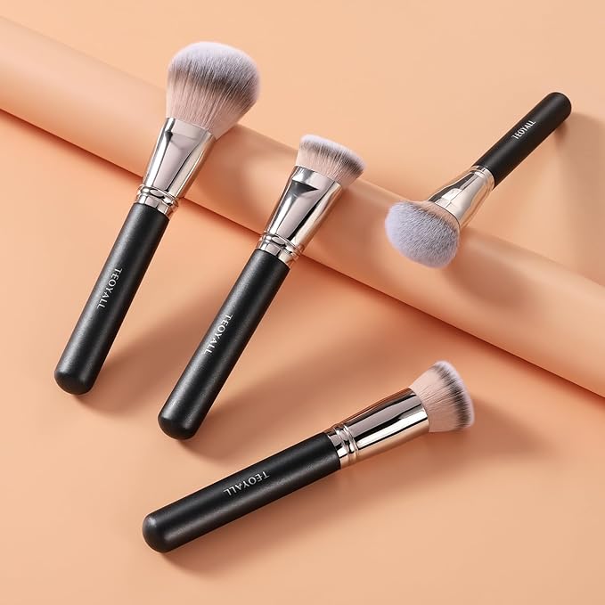 TEOYALL Flat Top Contour Brsuh, Soft Dense Synthetic Bristles Sculpt Contour Blending Buffing Brush For Liquid Cream Contour Bronzer