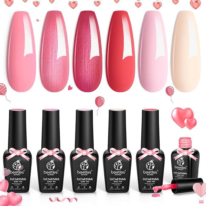 Beetles Pink Gel Nail Polish Nude Pink Rose Red Milky White Gel Polish Set Sweetheart Candies Collection Soak Off UV LED Gifts for Mom
