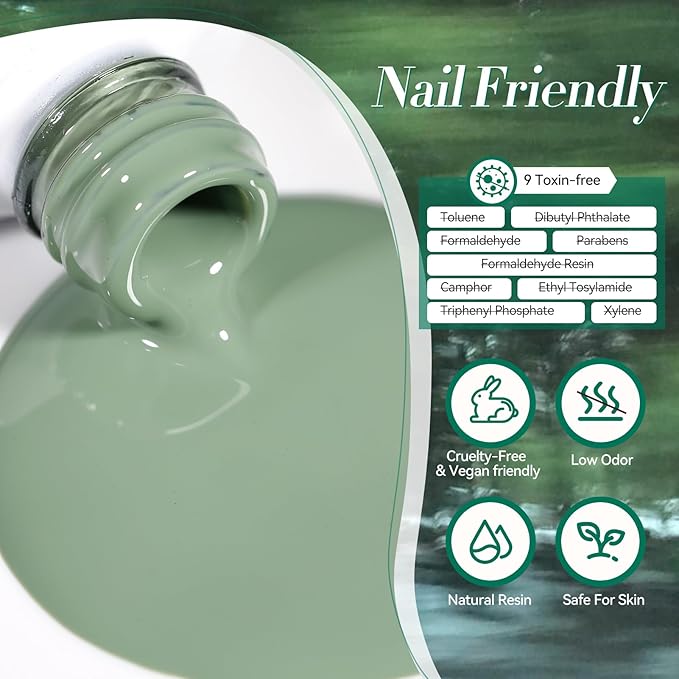 Born Pretty Christmas Green Gel Nail Polish,Light Green to Dark Shades Glitter Blue White Gel Polish Rainforest Saint Paclita's Soak Off U v LED Light Cure for Salon Manicure and Nail Art DIY at Home