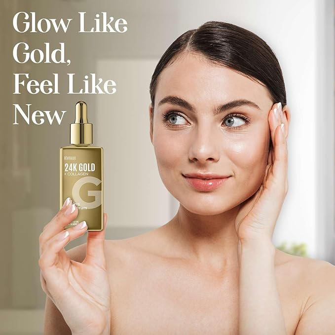 24K Gold & Collagen Serum - Anti-Aging, Skin Firming, Deep Moisturizing, Radiant Skin - Dermatologist Tested, Clean Beauty, Cruelty-Free Korean Skin Care for All Skin Types - 2 fl. oz