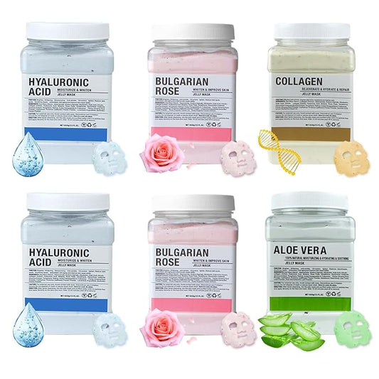 Jelly Mask for Facials Professional, Hydrating & Moisturizing Peel-Off Natural Gel Face Mask SkinCare, Professional Spa Use Jelly Face Masks, Deep Hydration & Glow 23 Fl Oz (6 Units)