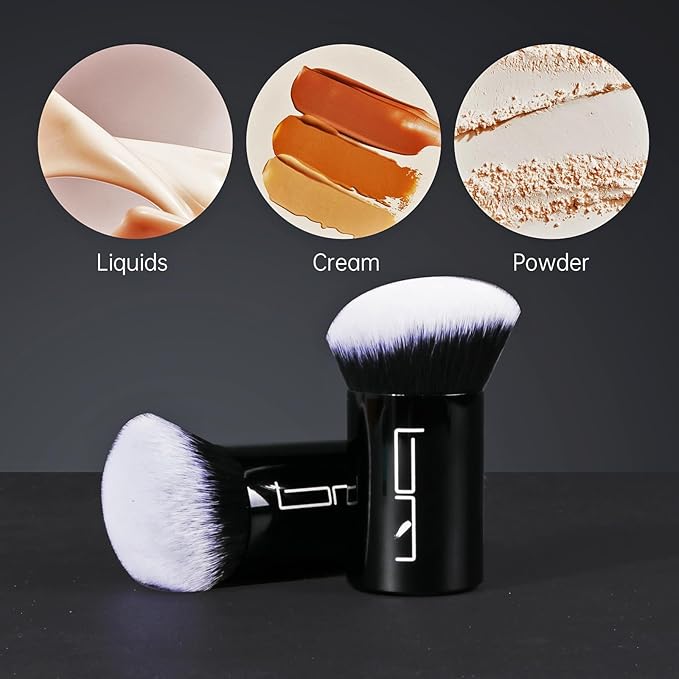Angled Foundation Makeup Brush, Kabuki Brush For Powder, Blush, Bronzer, Concealer, Portable Brush Cover, Perfect for Travel