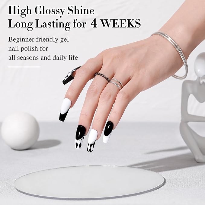 Double Rhythm 15ML Gel Nail Polish Pure Sheer Same Color Same Bottle Soak Off Gel Polish Art Manicure Salon DIY at Home for Women (Black-A1015)