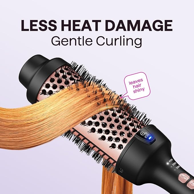 Wavytalk Thermal Brush, 1.7 Inch Blowout Express Blowout Brush, Negative Ion Technology for Creating Smooth Relax Blowouts, Give The Hair Body and Shine, Rose Gold