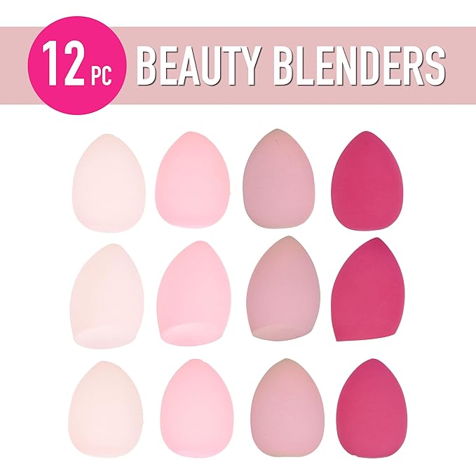 12pc Beauty Blenders Value Pack - Assorted Cosmetic Makeup Sponge Beauty Blender Set For Foundation, Blush, Concealer, Eyeshadow, Contour & Highlighter Pastel