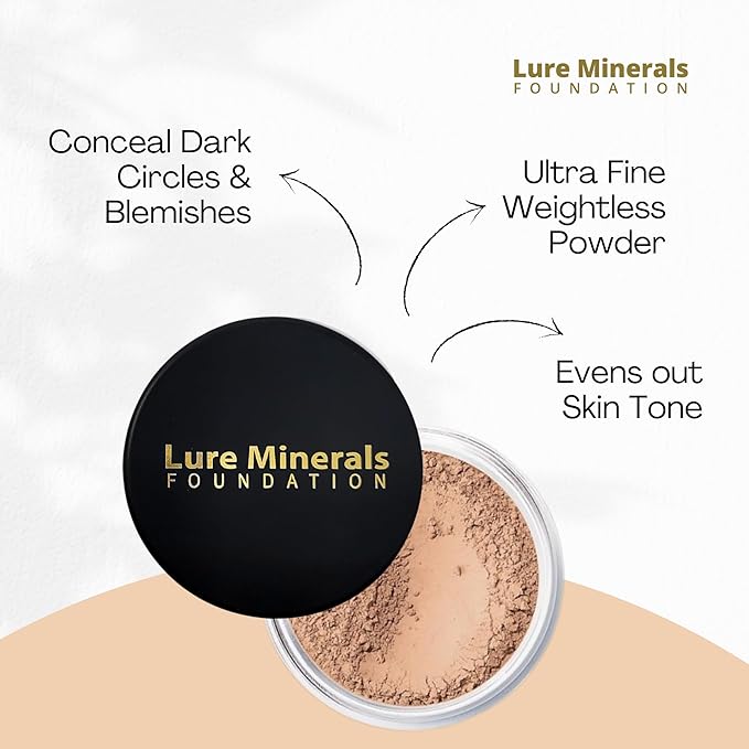 ASC Lure Mineral Foundation Loose Powder 8g Sifter Jar- free of Harmful Ingredients (Compare to Bare Minerals (Matte- Medium Beige 8 g)