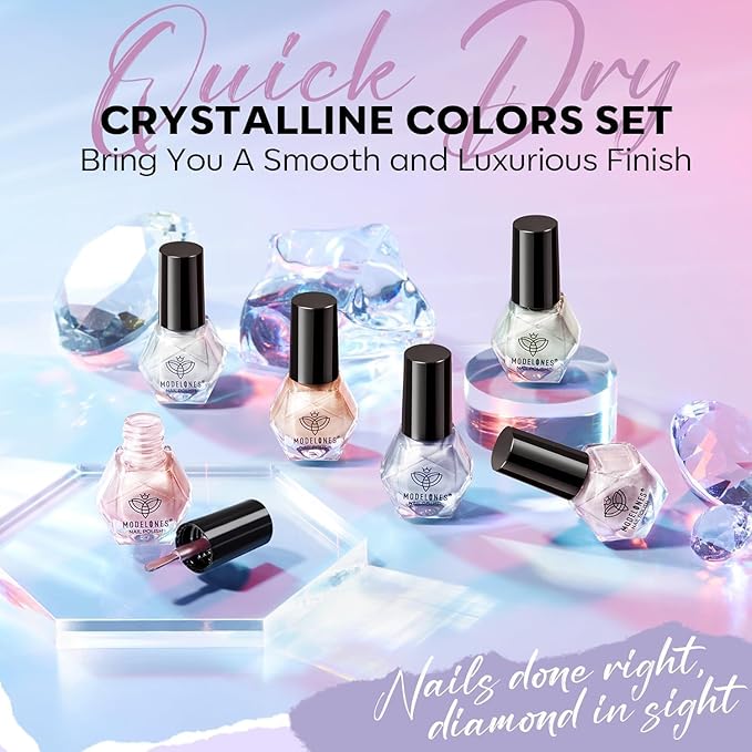 modelones Cat Eye Nail Polish Set, 6 Colors Magnetic Silver Pink Red Purple Quick Dry Mini Nail Lacquer Kit, Green Orange Blue Long Lasting Manicure Home DIY Fall Gifts for Women Girls