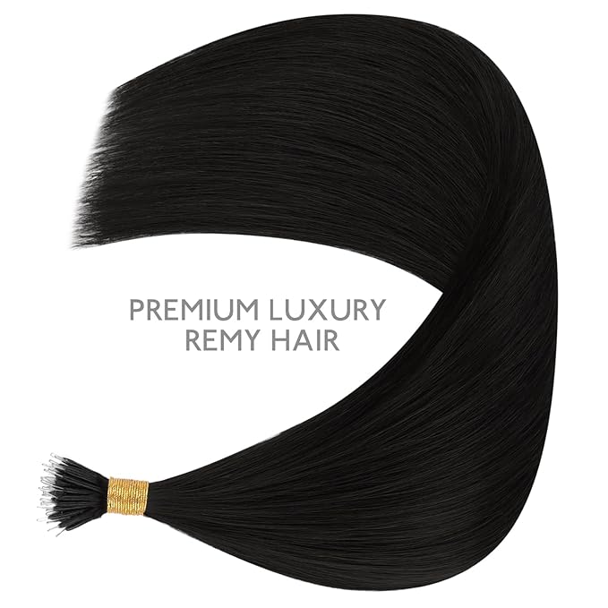 WENNALIFE Nano Bead Hair Extensions Human Hair, 50g 100s 16 Inch Jet BlackReal Human Hair Extensions for Women Invisible Nano Ring Hair Extensions Remy Human Hair Extensiones De Cabello Humano