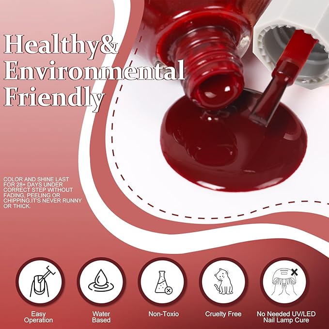 Major Dijit Quick Dry Nail Polish 12ml/0.41fl oz Cherry Regular Nail Lacquer Fast Drying & Long Lasting Nail Polish Nail Art Effect for Nail Salon