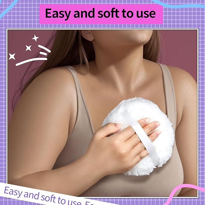 6" Body Powder Puff, Powder Puff for Body Powder and Container, Fluffy Soft Large Powder Puff for Dusting White