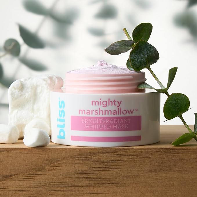 Bliss Mighty Marshmallow + Vitamin C Whipped Mask - Brighten & Hydrate Skin with Marshmallow Root, Vitamin C Powerhouse Blend, Zinc PCA and Olive Leaf Extract - 1.7 Oz