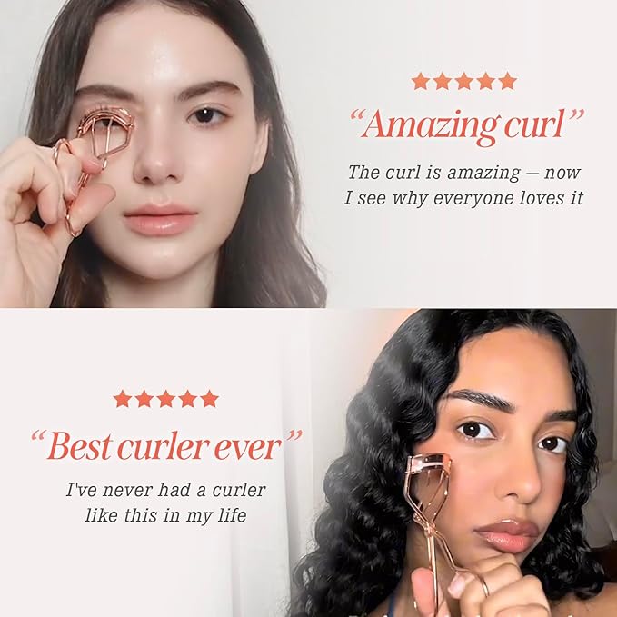 DEARDAHLIA Dream Eyelash Curler - Premium Volume-Up Curl, Wide Opening, Pinch-Free Design. Painless with Comfort Grip & 2 Silicone Refill Pads Included. Made in Korea