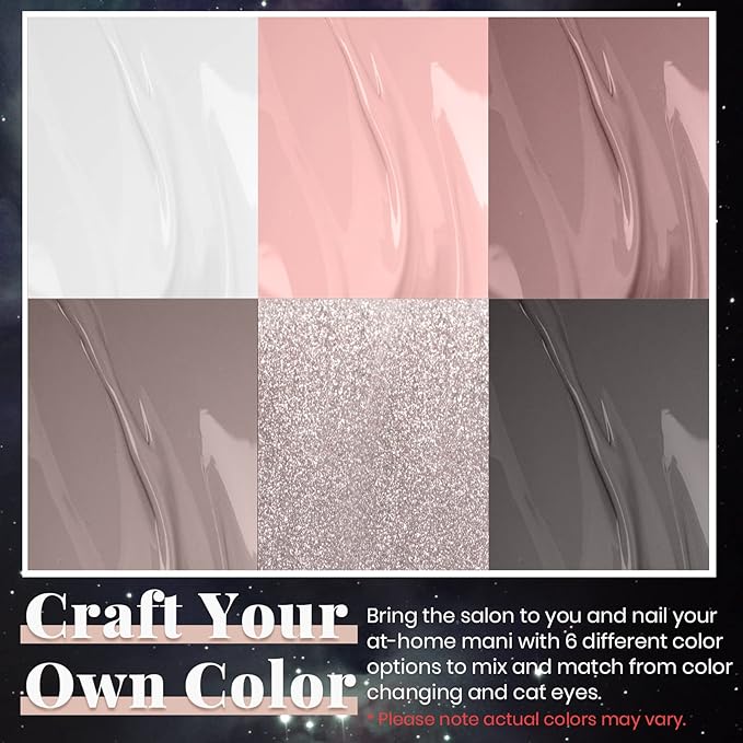 Beetles Nude Gray Gel Nail Polish Set, 6 Colors Nude Neutral Gel Polish Pink White Beige Grey Gel Polish Brown Taupe Gel Nail Polish Elegant Nail Art Manicure Kit Gifts for Women