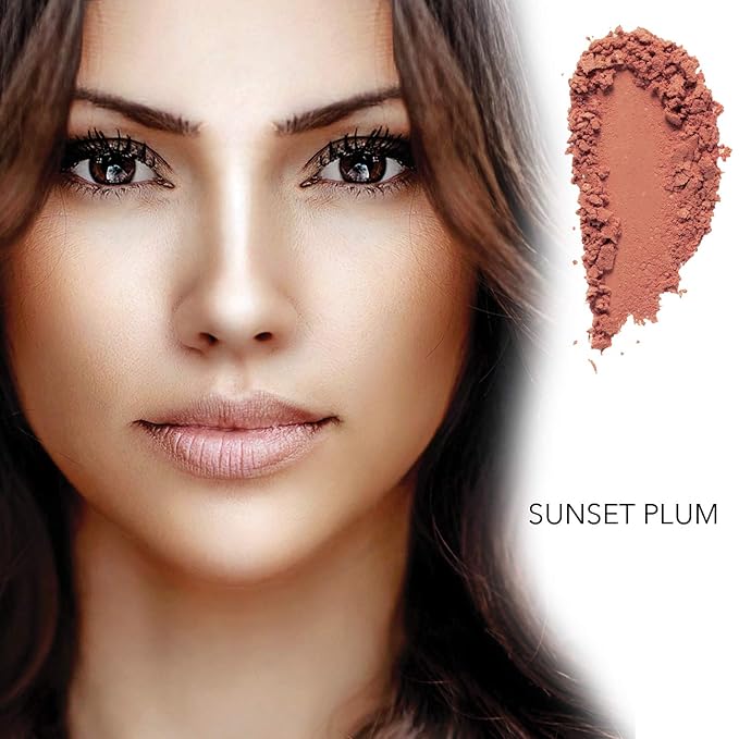 Bellaterra Cosmetics Mineral Loose Blush 9g | Buildable Color, Long-Wearing Powder with Illuminating Finish, Finely Milled Minerals for Smooth Blend and Natural Glow (Sunset Plum)